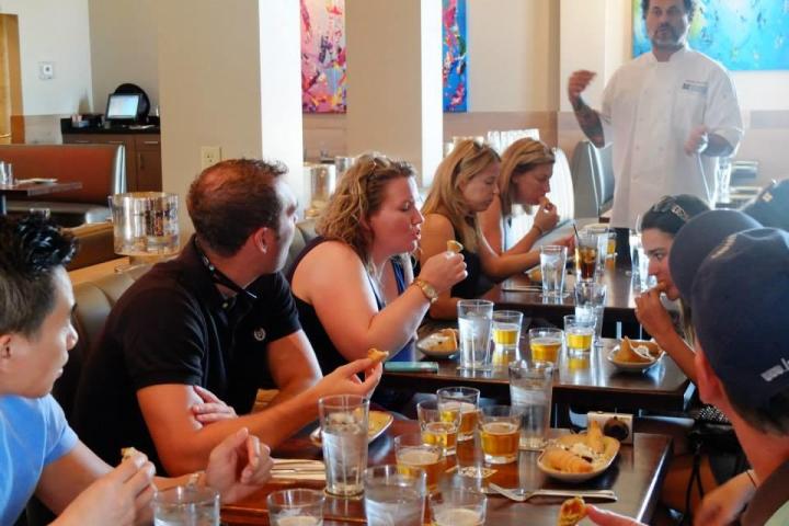 a group of people sitting at a table